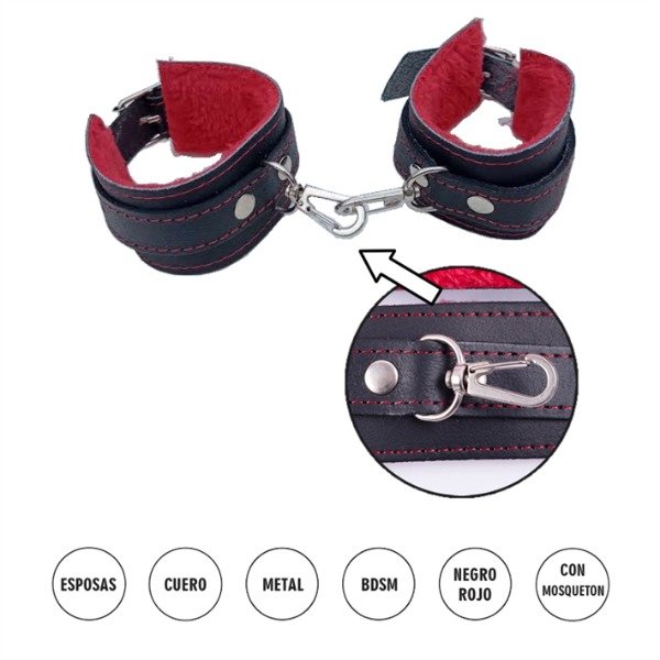 Producto - Esposas Premium negra con mosqueton y peluche