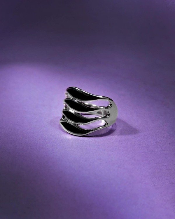 Producto - PTM 569 - Anillo de Plata 925 - 4 Ondas de Onix