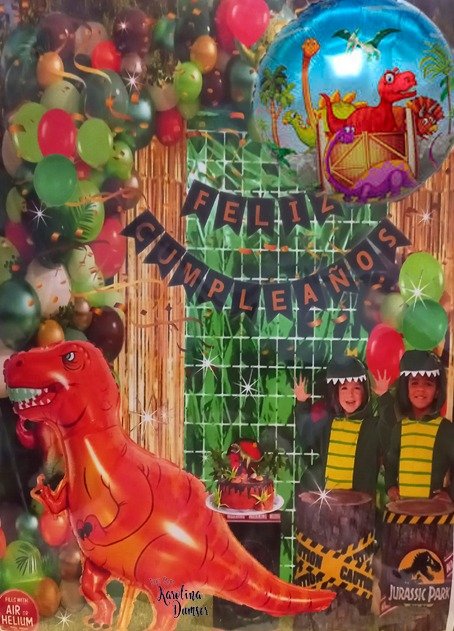 Producto - Set de Globos Dino Naranja y Deco Party . 46 Artículos - 0