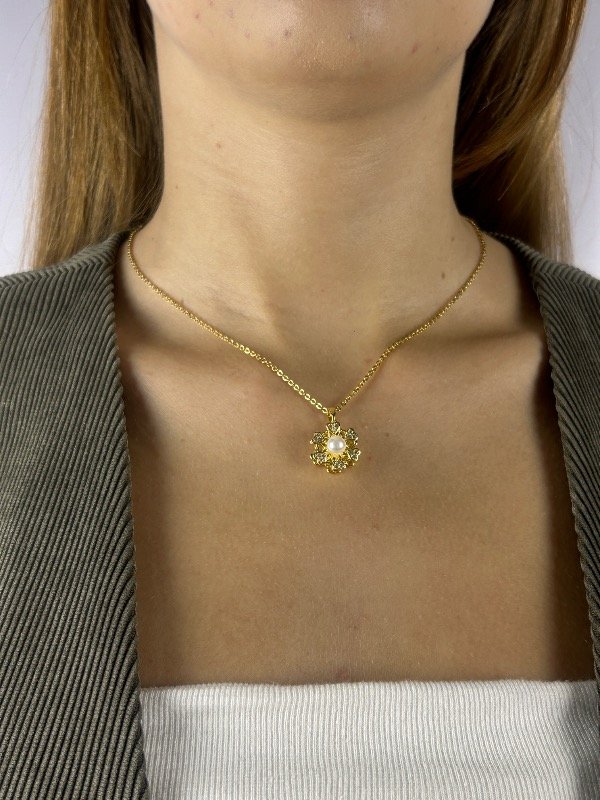 Producto - CADENA DORADA GIRATORIA CON PERLA 3048