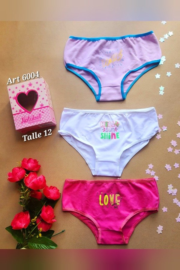 Producto - Pack X3 Bombachas de Nena Natubel 6004 Talle 12