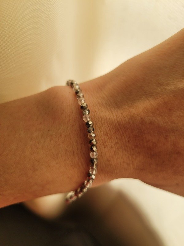 Producto - Pulserita cristales grises y blancos con mini dije de corazon - Plata 925 - 0