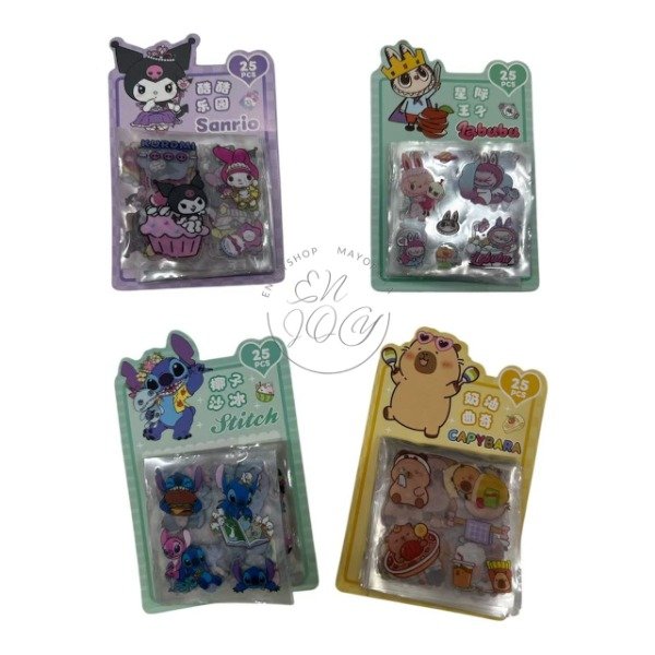 Producto - Sticker Extensible CAPYBARA SANRIO STITCH LABUBU