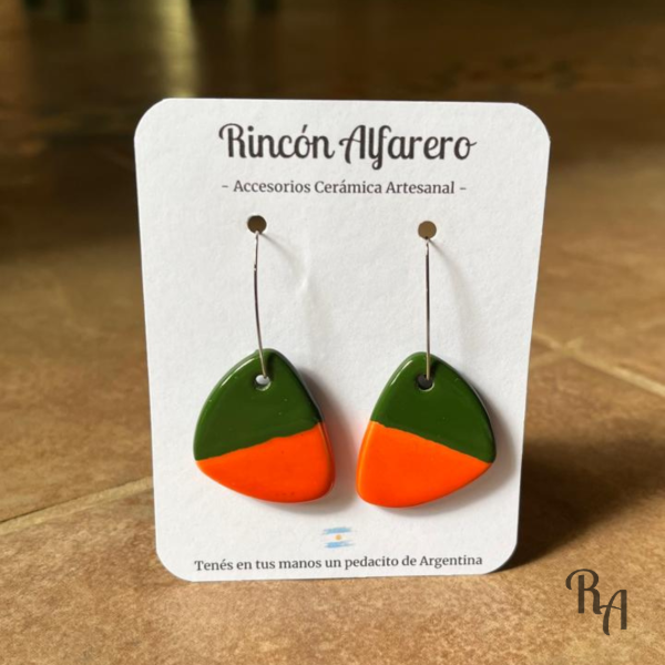 Producto - Pendientes Buenos Aires - irregulares calados naranja y verde