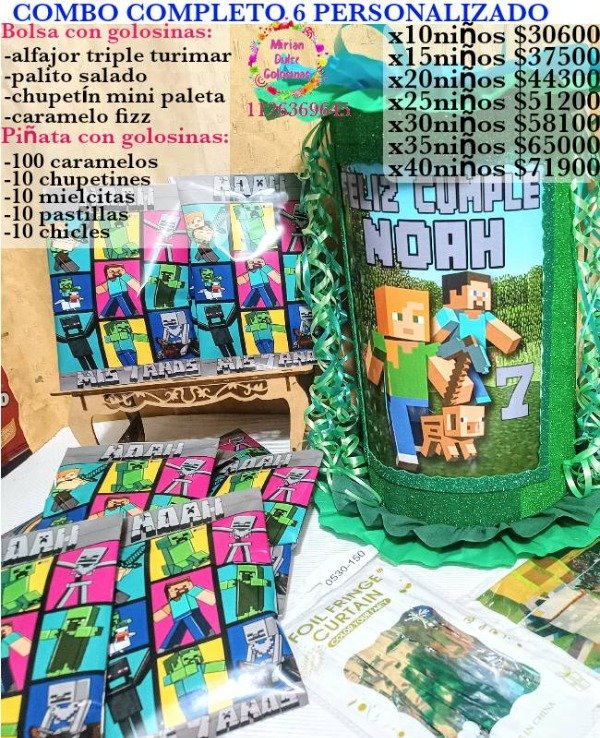 Producto - Combo cumpleaños 6 minecraft