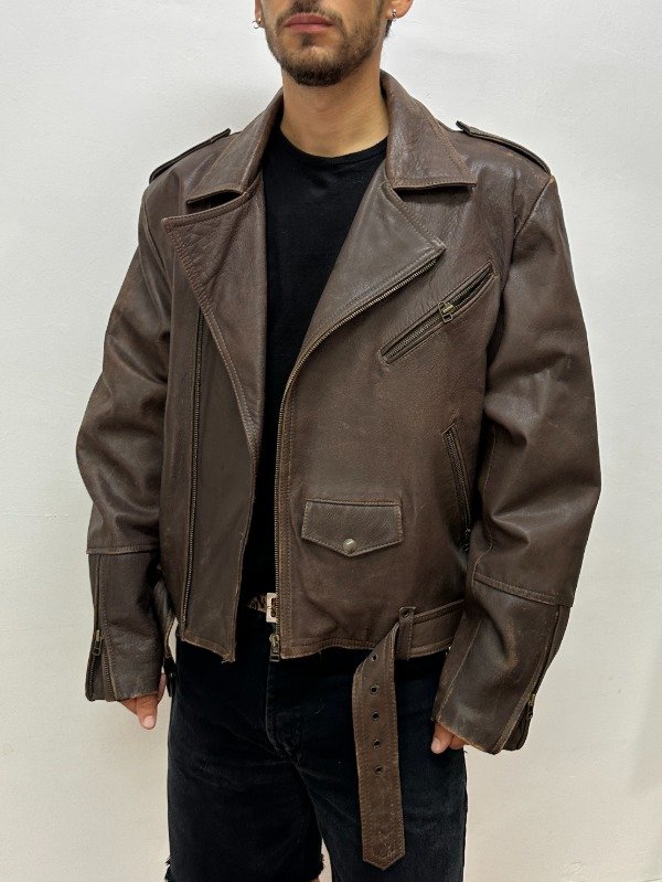 Producto - Biker de cuero marron TM/L