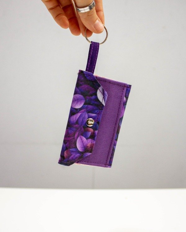 Producto - Tarjetero hojitas violetas