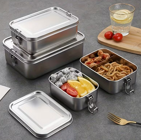 Producto - LUNCHERA HERMÉTICA DE ACERO INOXIDABLE CON SET DE CUBIERTOS - 2 TAMAÑOS