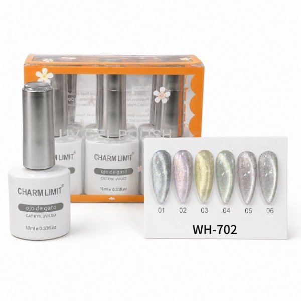 Producto - Colección caja x6u Ojo de Gatos Plateados Charm Limit #wh-702-24