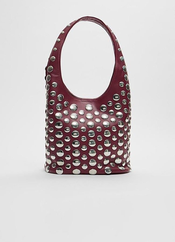 Producto - Cartera Bordó con Tachas Stradivarius