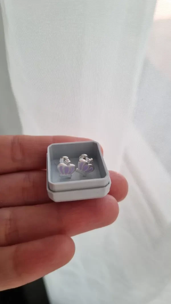 Producto - Abridores coronitas lilas esmaltadas plata 925