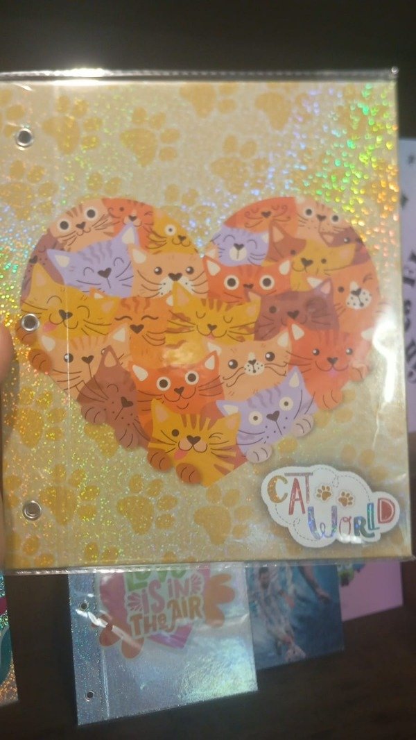 Producto - Carpeta Full Glitter Holográfica Gatitos