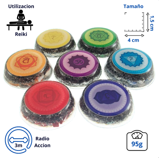 Producto - Set Completo para alinear Chakras con Simbología ( 7 Orgonitos)