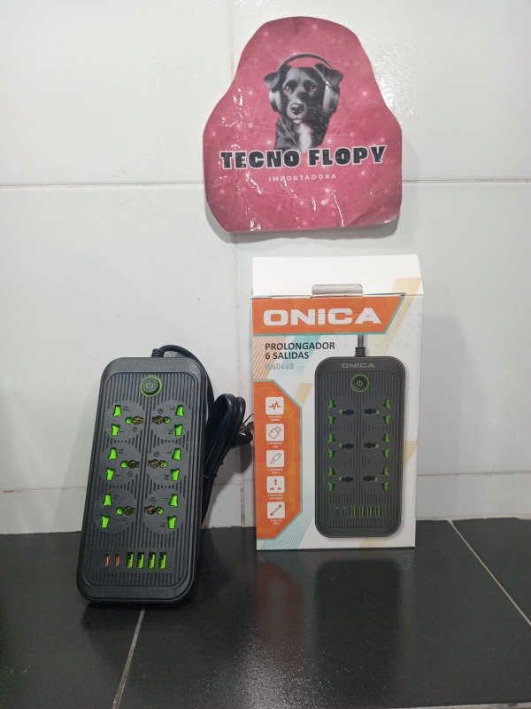 Producto - Prolongador 6 salidas alargue 2mts 4 enchufes 2 usb  BN0468
