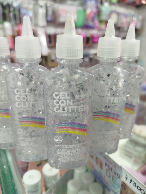 Producto - GEL CON GLITTER ESTRELLAS EN PLATA CON PICO APLICADOR
