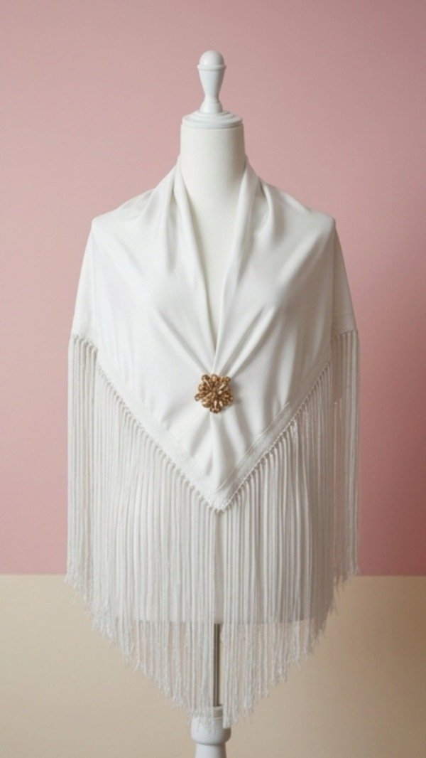 Producto - MANTONCILLOS ARTESANALES LISOS CON FLECIS DE SEDA BLANCO