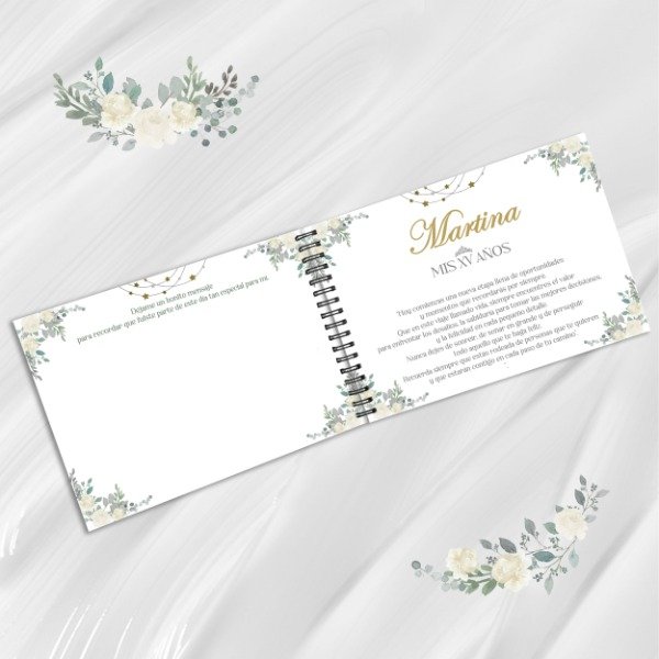 Producto - Kit Imprimible Libro De Firmas Mis 15 Años - Blanco - 4