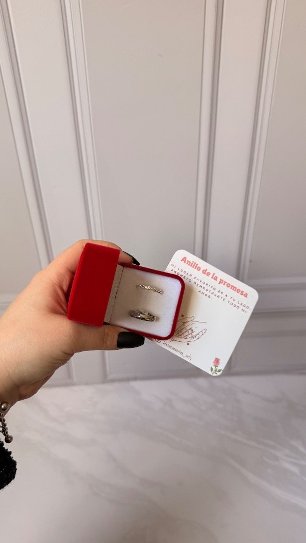 Producto - Caja de anillo de la promesa - Alianza + anillo con cubics círculos - 2