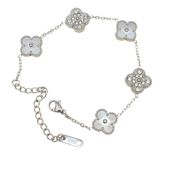 Producto - Pulsera trébol con zirconias Plata
