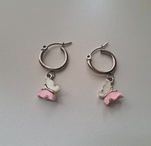 Producto - Argolla Mariposa Rosa Blanco