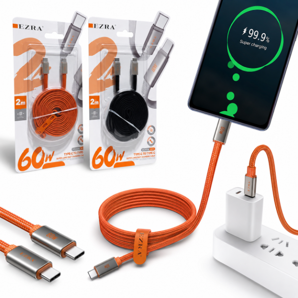 Producto - Cable Reforzado de 2Mts de Carga Ultra Rápida 60w Para Notebook Y Celular DC409. - 0