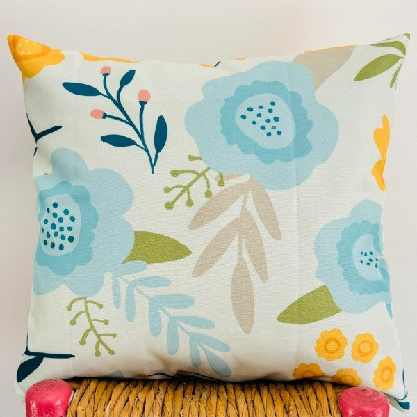 Producto - Almohadón Flores celestes