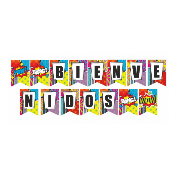 Producto - Banderin stamping BIENVENIDOS color multicolor letra negra