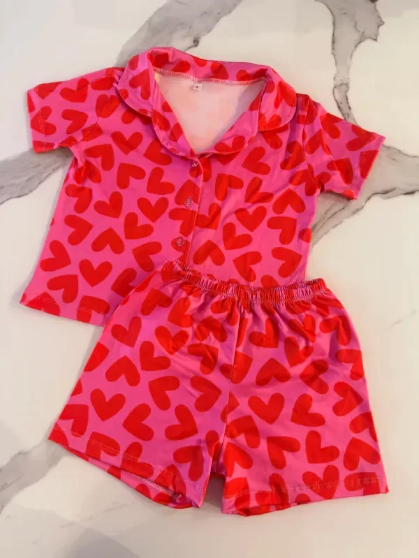Producto - Camisero niños Corazones Fucsia + Short