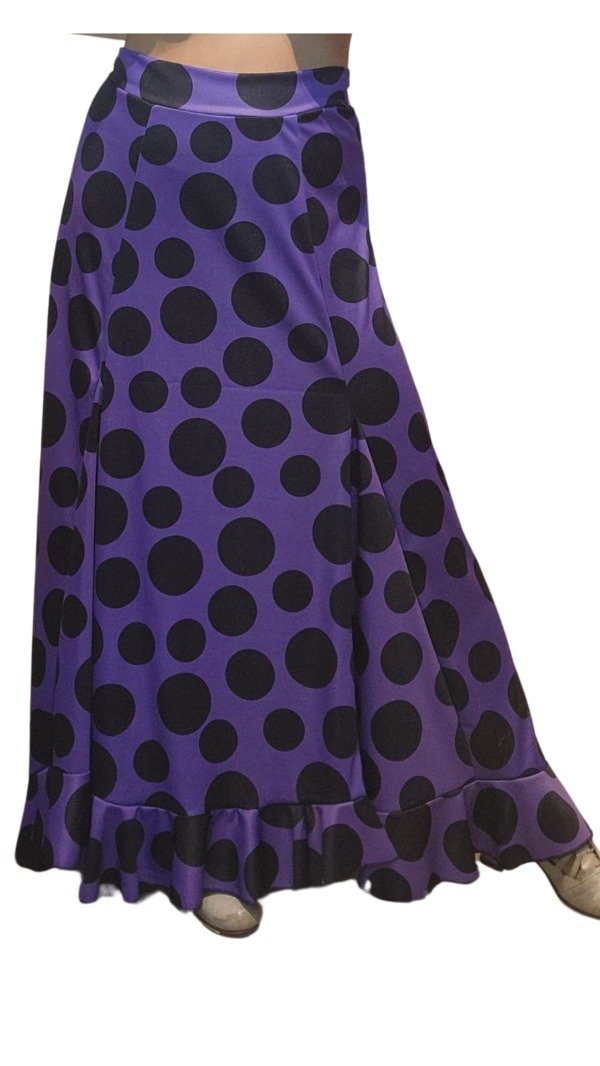 Producto - Falda Violeta con lunares negros - Talle M