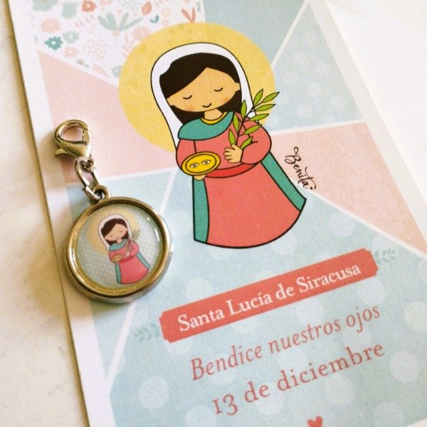 Producto - REGALO PACK ESTAMPA ADVOCACION CON MEDALLITA -SANTA LUCIA