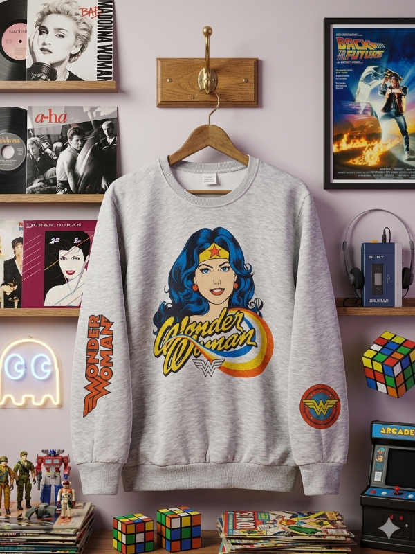 Producto - Buzo Mujer Maravilla Mangas Gris