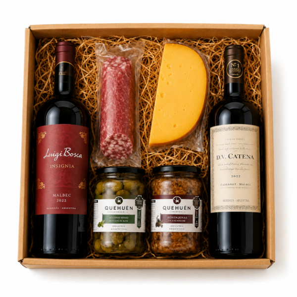 Producto - Caja Regalo Gourmet Premium Luigi Bosca Malbec + DV Catena + Picada Gourmet