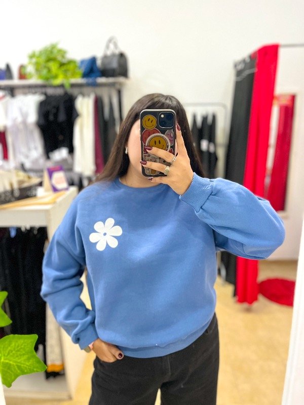Producto - Buzo Floral Icon azul jean