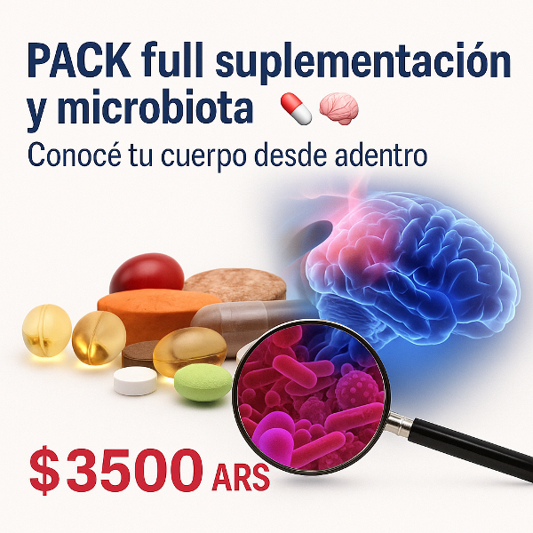 Producto - Pack full suplementacion y microbiota.Conocé tu cuerpo desde adentro