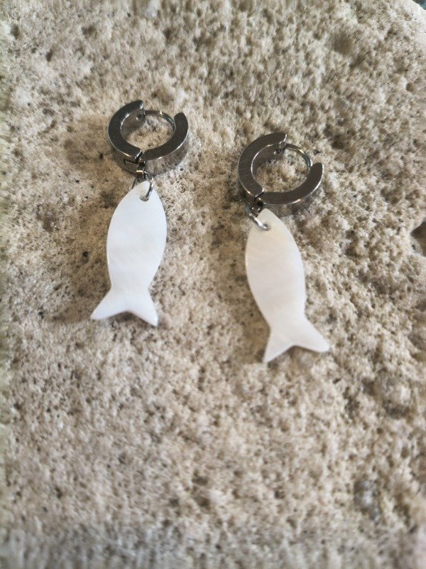 Producto - Aros acero dije pez nacar