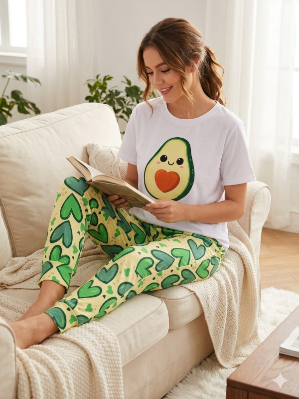 Producto - PIJAMA PALTA CORAZONES M/LARGA