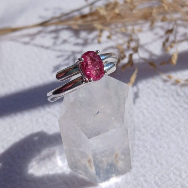 Producto - Anillo Plata 925 Turmalina Rosa ajustable - 1