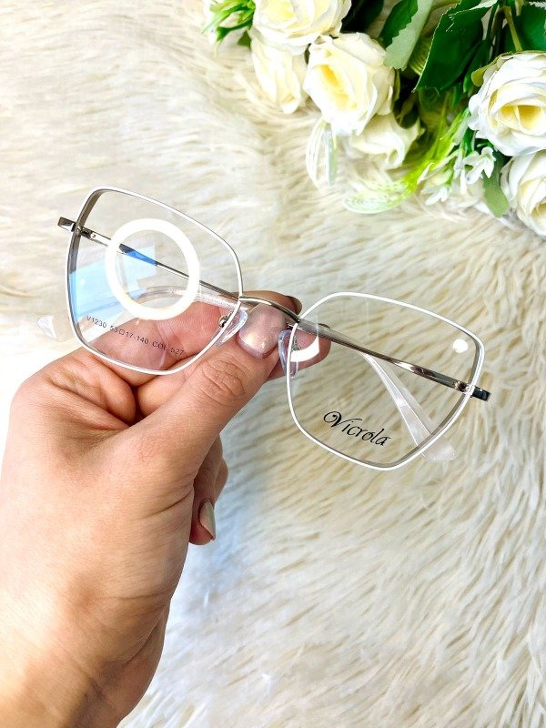 Producto - Glitter outside metalico blanco + cristales blue cut AR stock