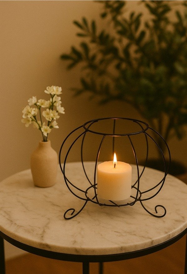 Producto - PORTA VELA DE HIERRO ZUCCA
