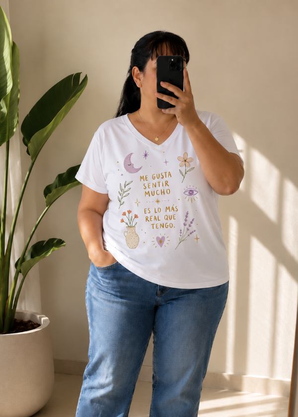 Producto - Remera de algodón blanco (Existe sentir mucho)