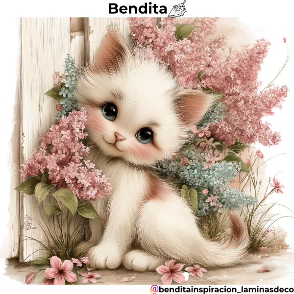 Producto - Bendita Plancha 337 Gatito con flores