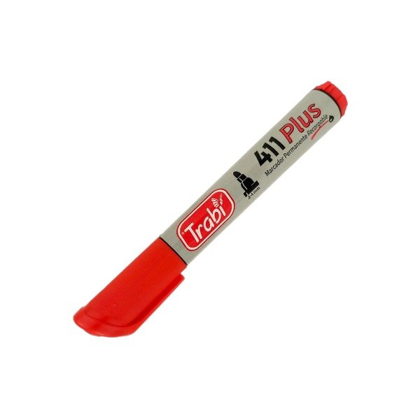 Producto - Marcador Permanente 411 Rojo Punta Redonda Trabi