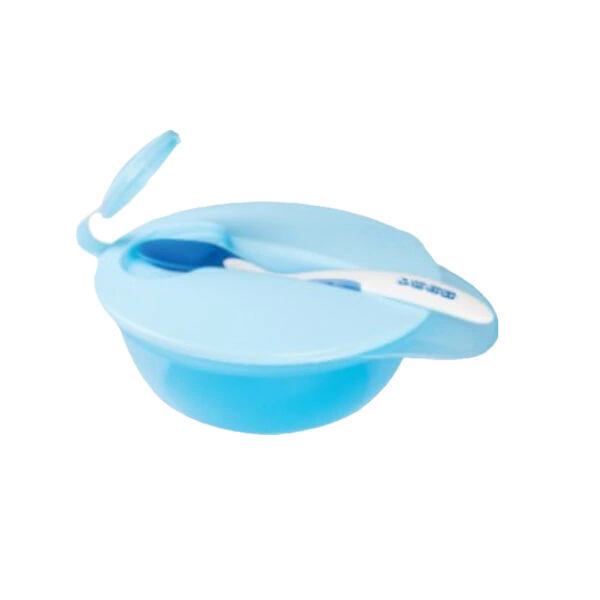 Producto - Plato dividido con tapa y cuchara loopy celeste