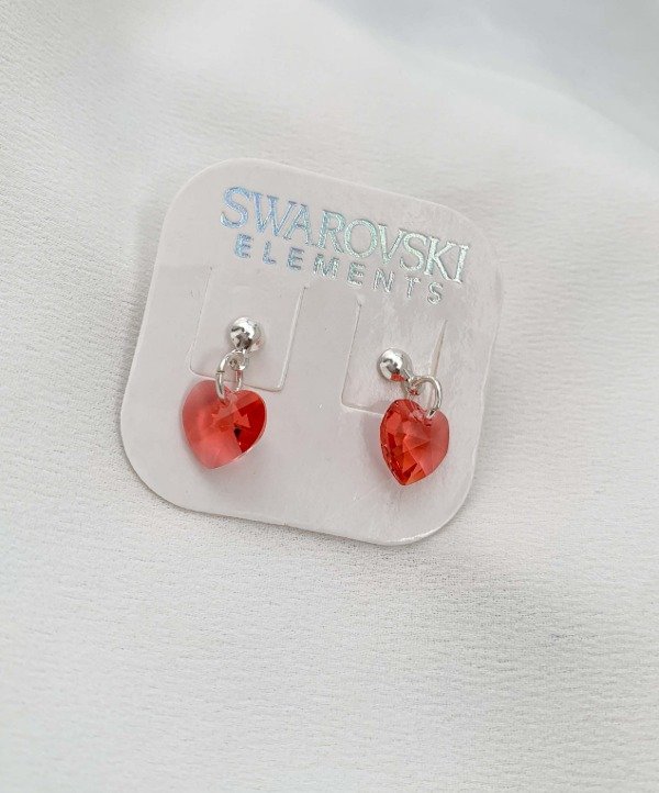 Producto - Aros pasante con dije corazon cristal colgante