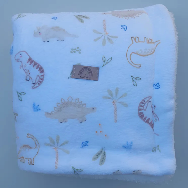 Producto - Manta Polar con corderito "Dinos Blanco"