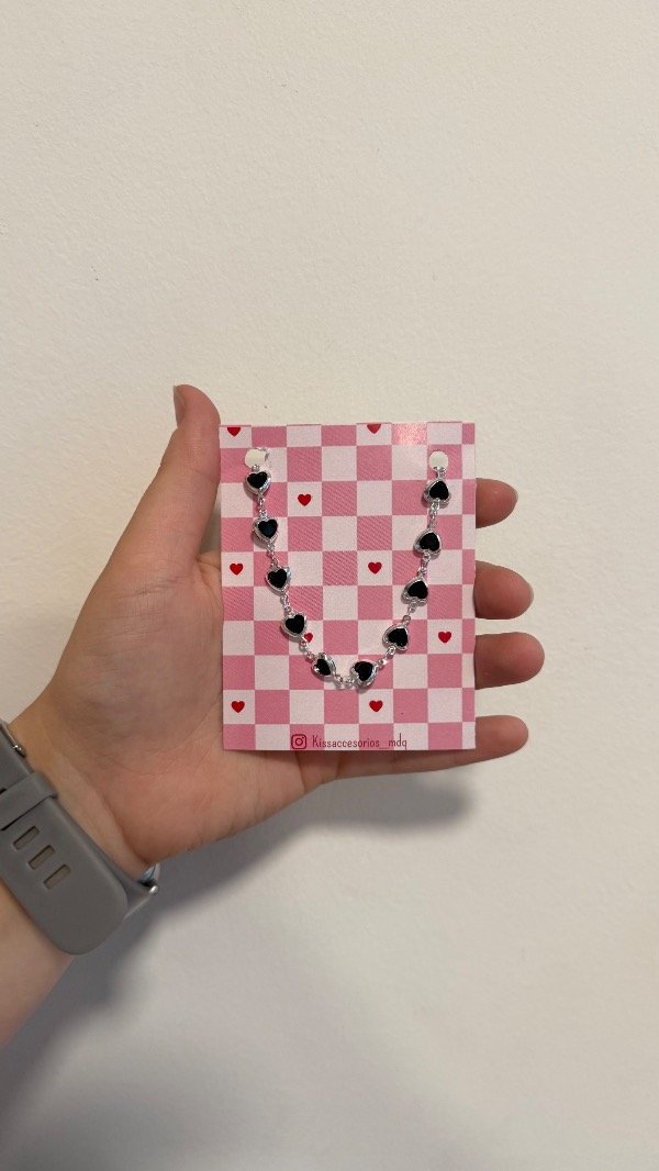 Producto - Pulseras corazones negro A B