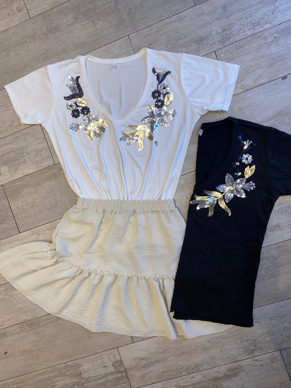 Producto - Remera Bordada Flowers Gold