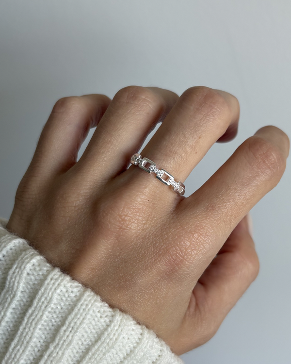Producto - Anillo cadena con cubic de plata 925 número 16