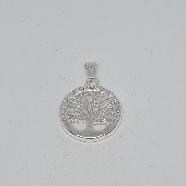 Producto - Dije plateado arbol acrilico 20mm