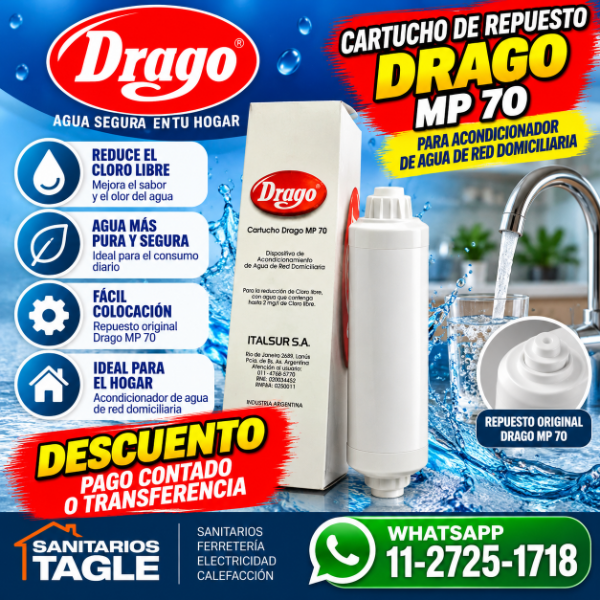 Producto - Filtro Drago Mp70 Blanco Repuesto Para Purificador.